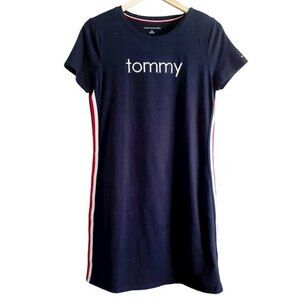 Tommy Hilfiger Embroidered Logo Sky Captain Preppy Casual TShirt Dress Small